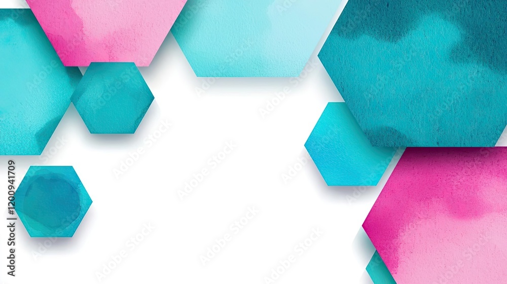 Poster geometric watercolor concept. abstract geometric shapes with vibrant colors for modern design projec