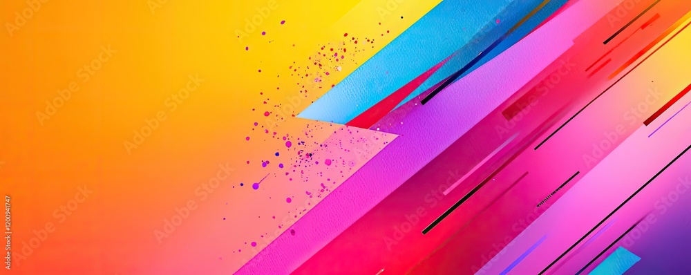 Aufkleber Geometric watercolor concept. Vibrant abstract background with colorful stripes and gradients for design projects.