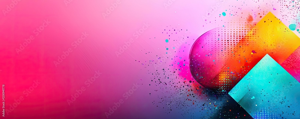 Poster geometric watercolor concept. vibrant abstract patterns with colorful shapes and textures for creati