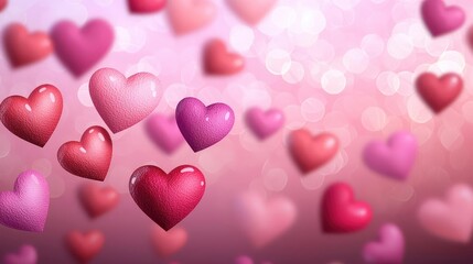 Hearts watercolor idea. Colorful hearts floating in a soft, dreamy background, symbolizing love and affection.