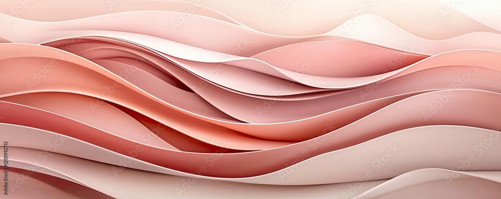 Poster light pink watercolor idea. abstract waves in soft pink and white tones create a soothing visual eff