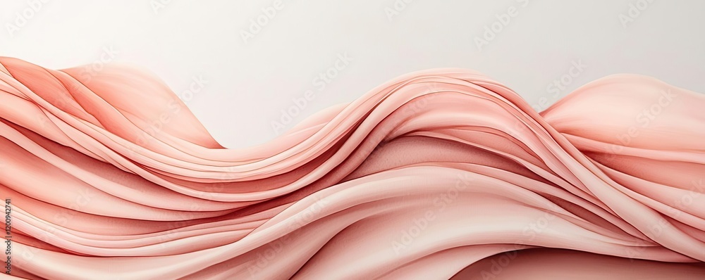 Poster light pink watercolor idea. a soft pink fabric flowing elegantly, creating a sense of tranquility an