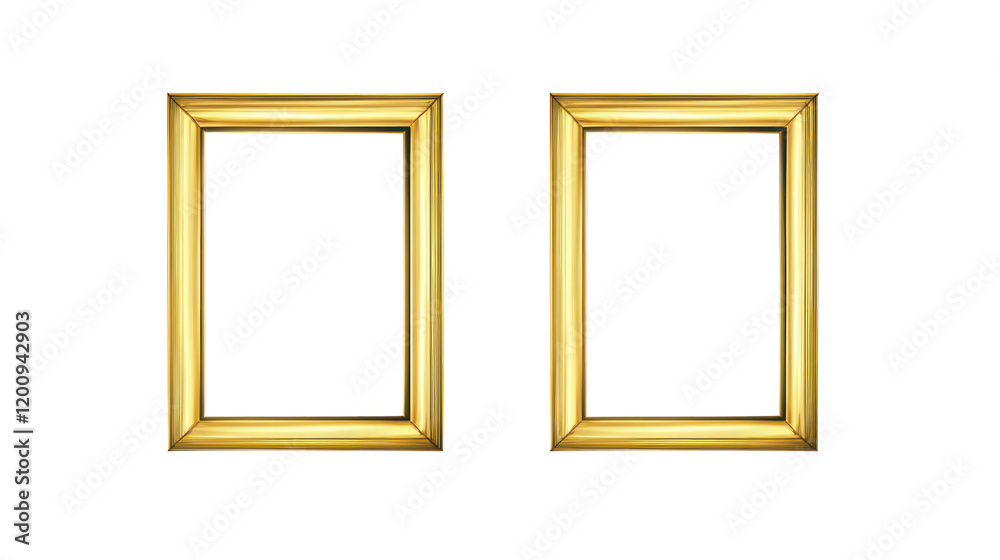 Poster elegant double rectangle gold frames for display generative ai