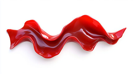 Fototapeta premium Realistic red ketchup stain of zig-zag shape. Isolated 3d vector jam blob or cooking condiment splat. High resolution texture bbq relish swirl