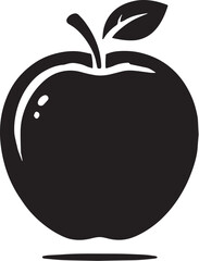 Black Color Apple Silhouette Vector Illustration