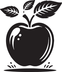 Black Color Apple Silhouette Vector Illustration