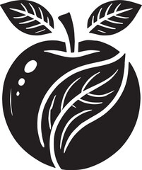 Black Color Apple Silhouette Vector Illustration