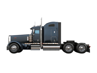  semi tractor on white background. 