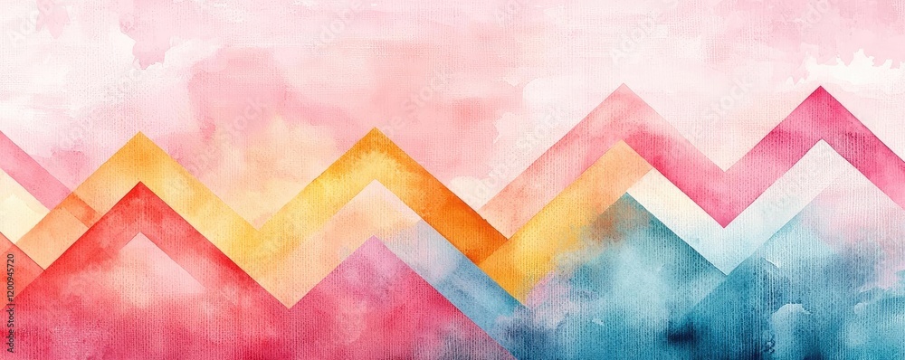Poster geometric watercolor concept. a vibrant abstract watercolor image showcasing colorful zigzag pattern