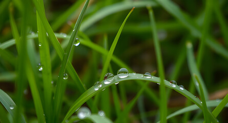water drops on grass