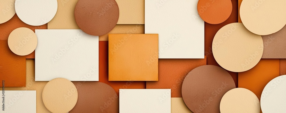 Poster geometric watercolor concept. abstract geometric shapes in warm colors create a modern artistic back