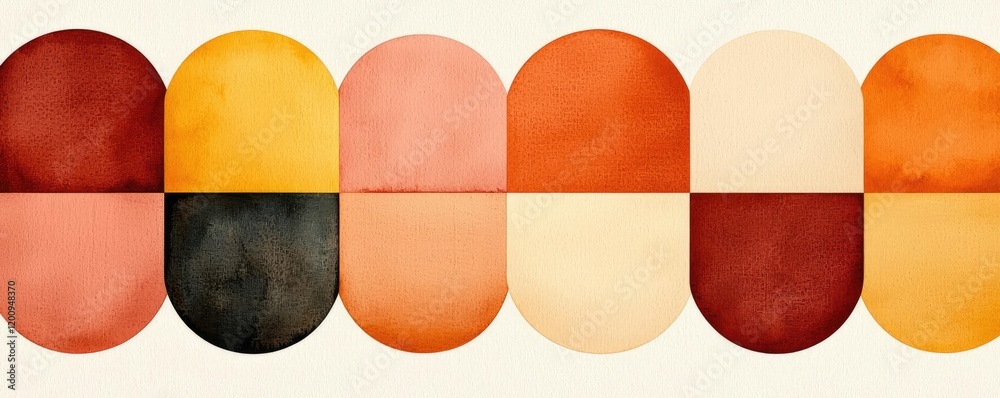 Poster geometric watercolor concept. a vibrant color palette showcasing a range of warm hues and soft gradi