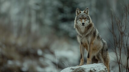 gray wolf in the snow
