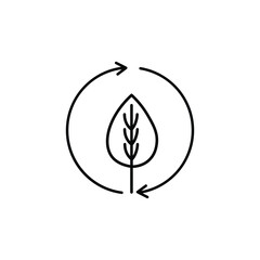 ecology icon. leaf in circle and arrow. icon related to ESG. line icon style. nature element illustration