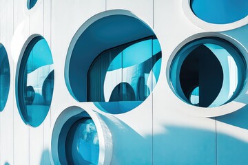 A futuristic, clean design with blue fragments and circular geometric patterns layered for an eye-catching business presentation.