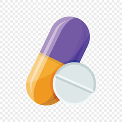 Pills capsules icon in flat style. Medical tablet vector illustration on isolated background. Healthcare drug sign business concept.