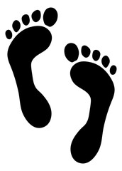 black print of left and right foot without background