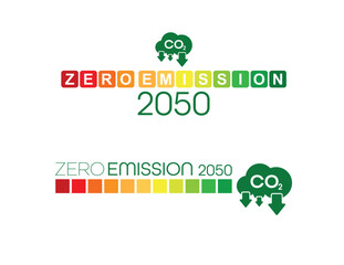 zero emission sign on white background	