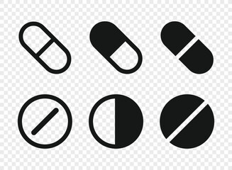 Pills capsules icon in flat style. Medical tablet vector illustration on isolated background. Healthcare drug sign business concept.