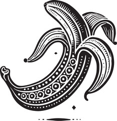 Black Color Banana Silhouette Vector Illustration, Solid White Background