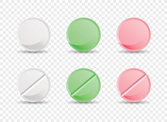 Pills capsules icon set collection in flat style. Medical tablet vector illustration on isolated background. Healthcare drug sign business concept.
