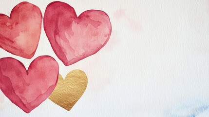 Obraz premium Hearts watercolor idea. A beautiful watercolor painting of hearts in shades of pink and gold on a soft background.