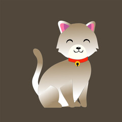 Angora Cat With Red Collar