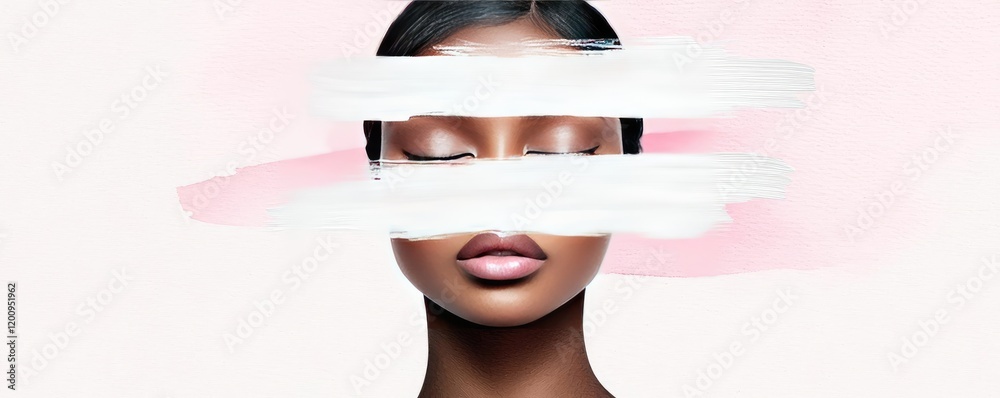 Poster light pink watercolor idea. a creative expression of identity and emotion through abstract portrait 