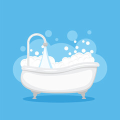 Naklejka premium Bath icon in flat style. Bathroom vector illustration on isolated background. Bathtub sign business concept.