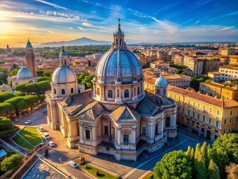 Aerial View of St. John Lateran Basilica, Rome, Italy - Drone Photography