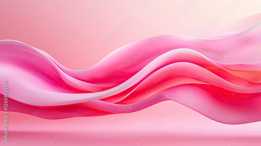 Poster light pink watercolor idea. abstract pink waves flowing gracefully, creating a soft and calming visu