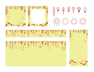 Chinese New Year 2025 web social media templates snake elements fireworks various sizes 11 yellow