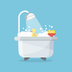 Bath icon in flat style. Bathroom vector illustration on isolated background. Bathtub sign business concept.