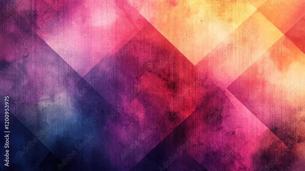 Aufkleber geometric watercolor concept. a vibrant, colorful abstract background with geometric shapes and smoo
