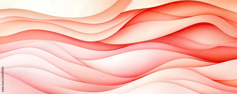 Poster Light pink watercolor idea. Abstract wavy shapes in soft red and white tones create a soothing visual experience.