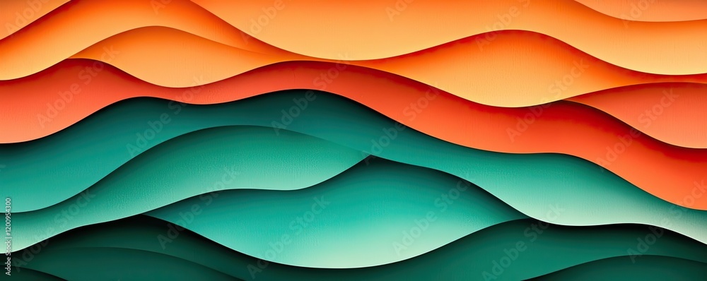 Aufkleber geometric watercolor concept. abstract layered waves in vibrant colors create a visually striking de
