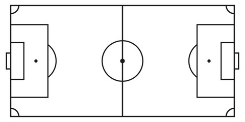 Soccer field in flat style. Football stadium vector illustration on isolated background. Sport plan sign business concept. © Lysenko.A