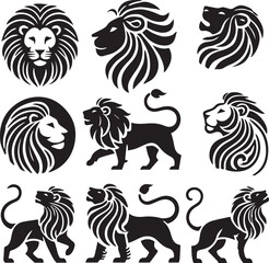 Lion vector illustration in black and white