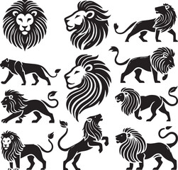 Lion vector illustration in black and white