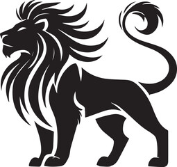 Lion vector illustration in black and white