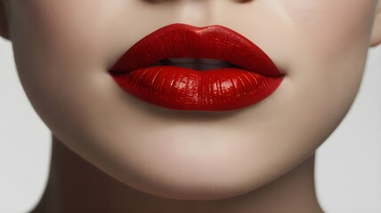 Fototapeta premium A perfectly balanced composition of a red lipstick against a clean white backdrop, with precise lighting emphasizing its vibrant pigment and premium finish,Generative Ai 