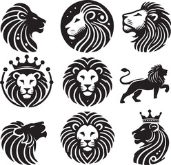 Lion vector illustration in black and white
