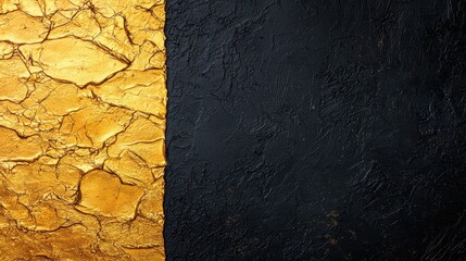 Vibrant Gold and Deep Black Textured Background for Creative Design