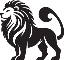 Lion vector illustration in black and white