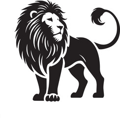 Lion vector illustration in black and white