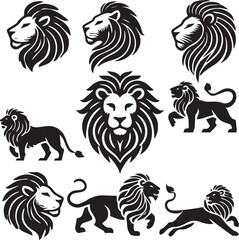 Lion vector illustration in black and white