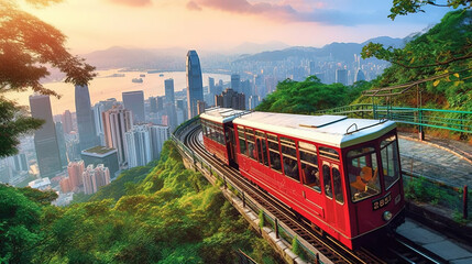 Obraz premium Hong Kong Peak Tram: Breathtaking City Views