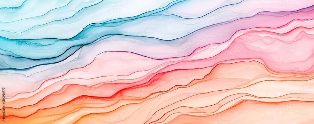 Poster playful watercolor concept. a vibrant abstract background with flowing waves of color in soothing gr
