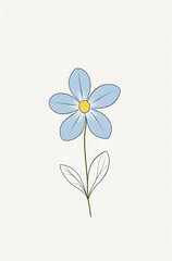 Naklejka premium Minimalist vector illustration of a forget-me-not flower with a simple, elegant design, created with generative AI.