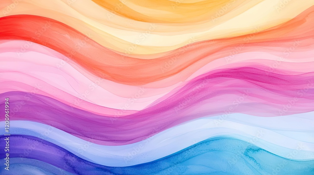 Aufkleber playful watercolor concept. a vibrant abstract wave pattern showcasing various colorful gradients an